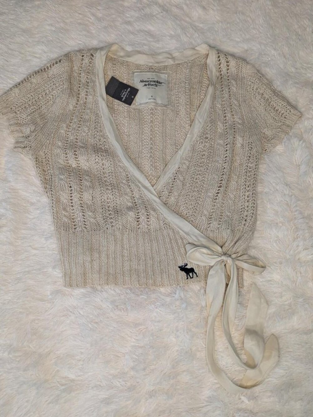 deadstock vintage Abercrombie & Fitch tie front cardigan - Picture 3 of 5